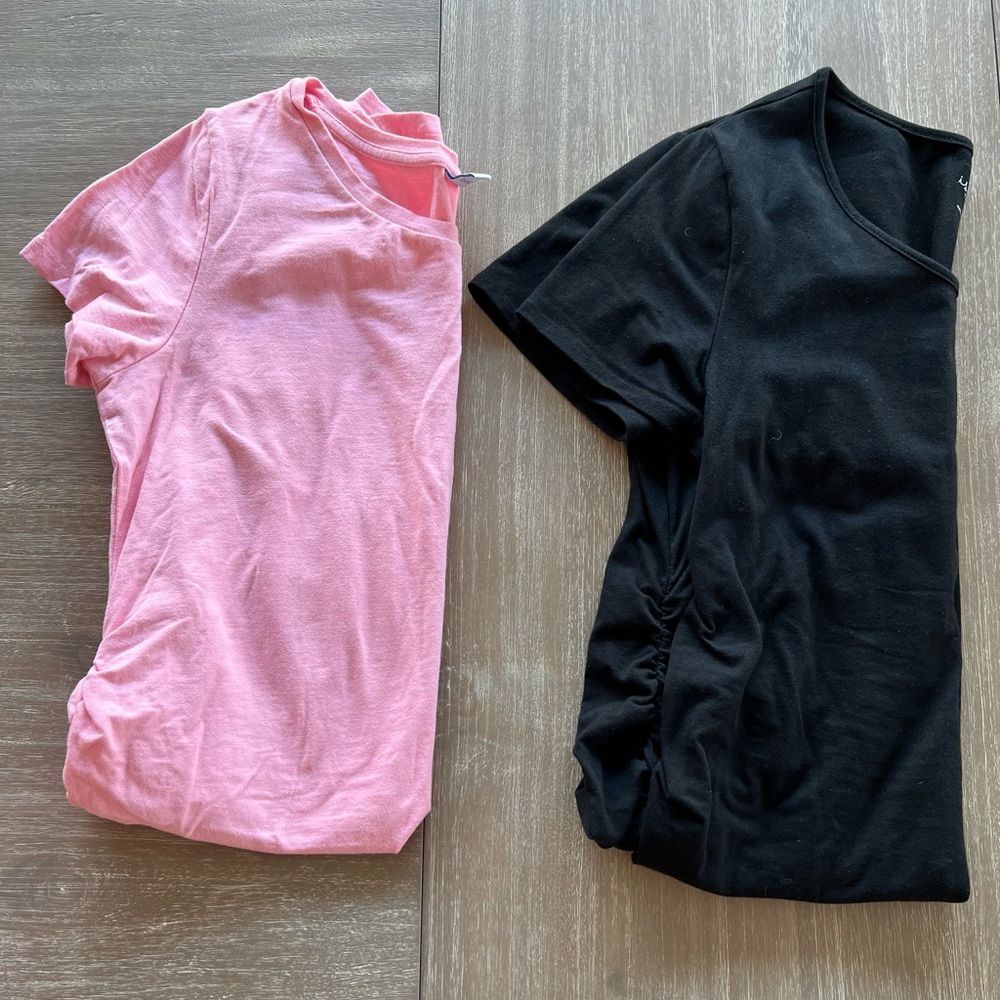 Maternity T-Shirt Dress Bundle- Ingrid & Isabel Black L and Old Navy Pink L